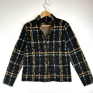Adrienne Vittadini Plaid‎ Sweater Cardigan Blazer Academia Office Career